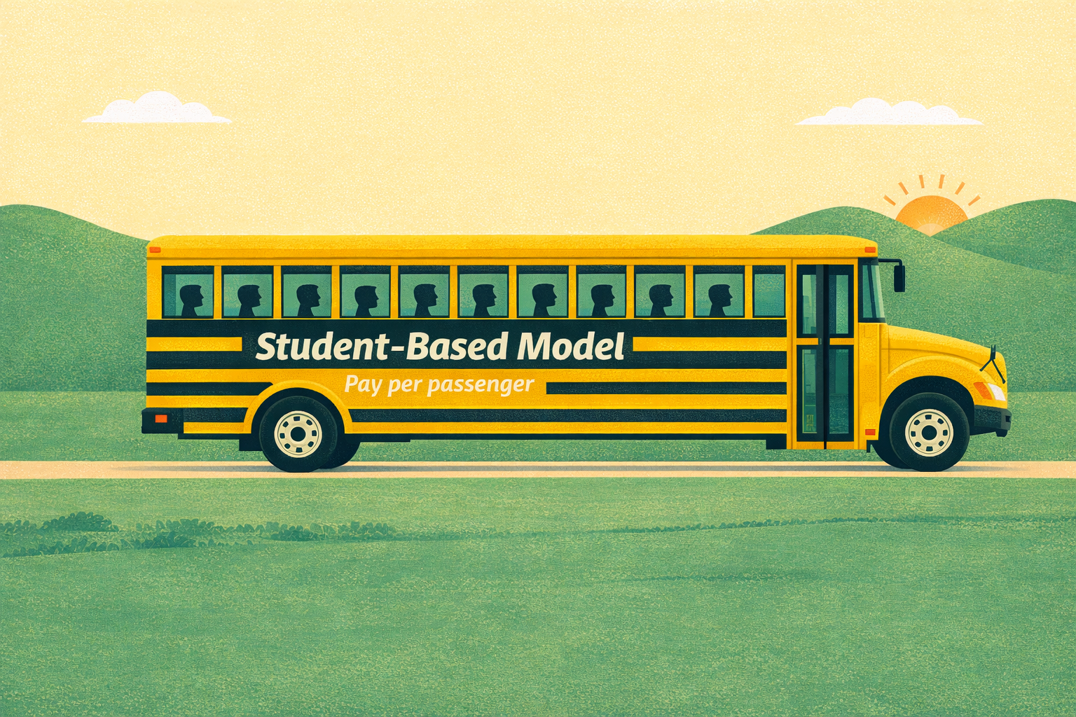 A yellow bus with the words Student-Based Model